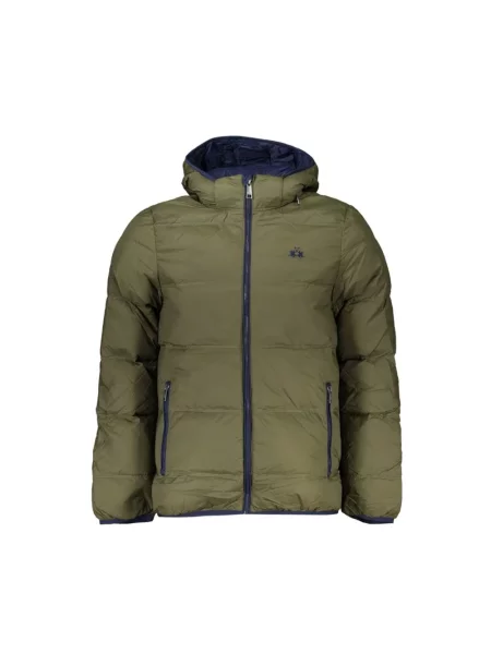 Haftowana kurtka La Martina z kapturem elegancka zielona