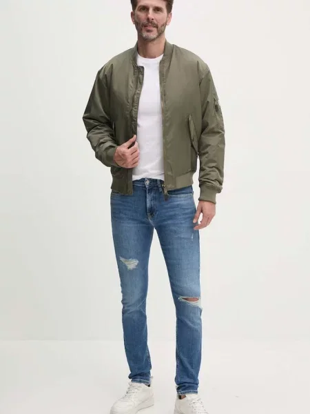 Guess Jeans kurtka bomber zimowa zielony