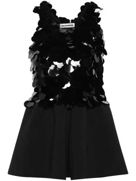 Top Jil Sander cu paiete tricotate negru