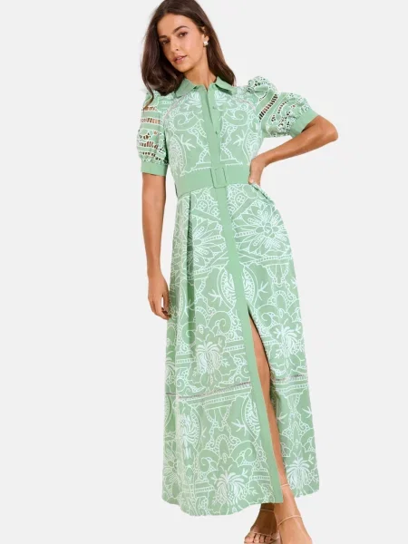 Lipsy Rochie tip bluză Premium verde deschis alb