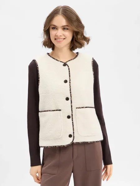 Vila kamizelka z pluszowym futerkiem Ada Kobiety Sztuczne włókno jednolity 36 biały