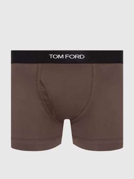 Труси-боксери з контрастним візерунком логотипа Tom Ford коричневі