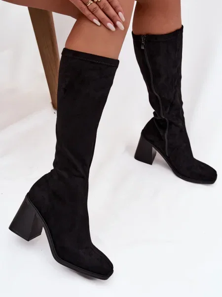 Semišové kozačky Boto černé