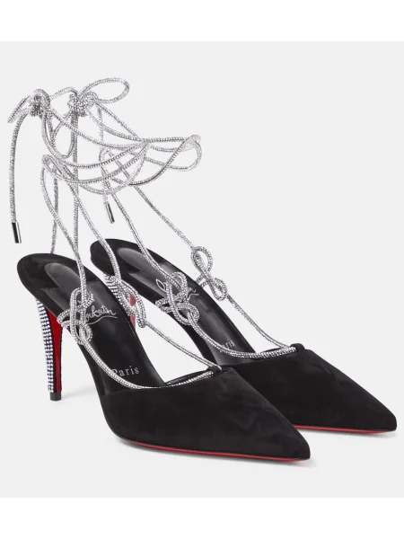 Pantofi cu toc Christian Louboutin din piele de căprioară de cristal negru