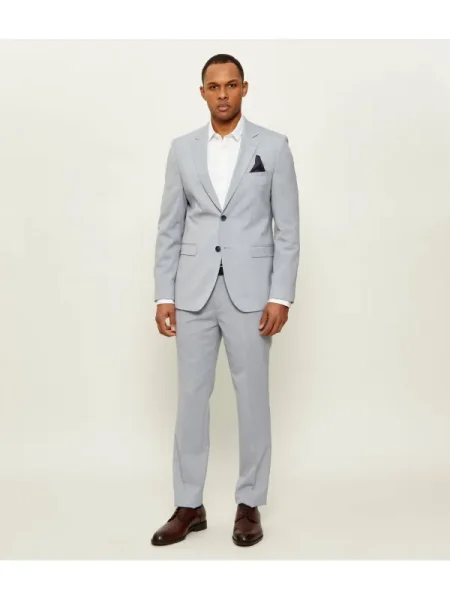 HUGO Gyapjú öltöny | Extra slim fit kék