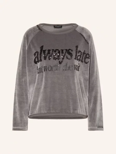 Grace Mikina Nickishirt Always Late S Flitry tmavě šedá černá