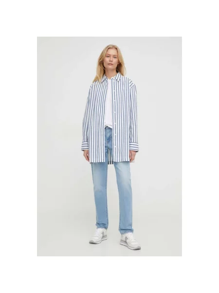 Jeansy o kroju straight fit z zapięciem na guzik model ‘BOYFRIEND’ Levi's® 300 niebieskie