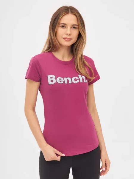 BENCH Tričko LEORA malinová / námornícka modrá / biela