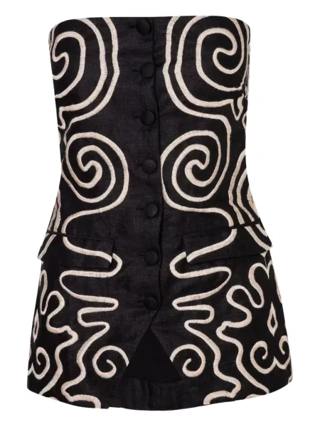 Haftowany top Cala De La Cruz bez ramiączek czarny