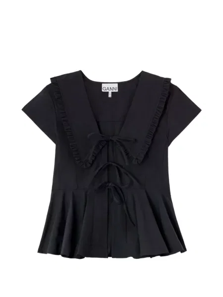 Bluza Ganni puplin crna