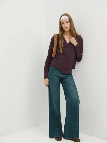 Koszula kopertowa z teksturą purpurowy Teen XL MANGO TEEN
