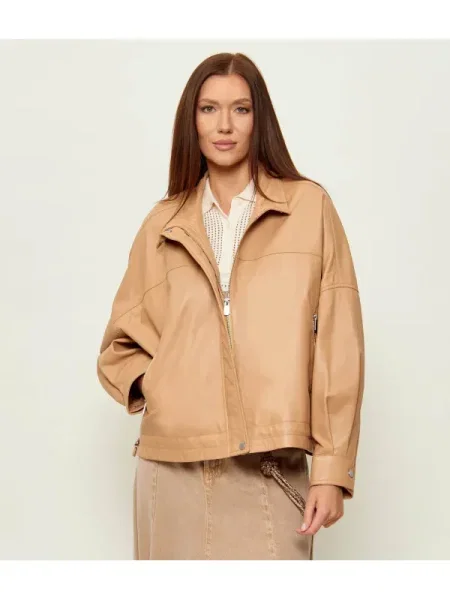 Pinko Geacă de piele BAILEE | Relaxed fit bej