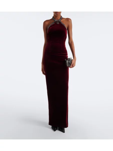 Rochie Self-portrait de catifea cu gât halter