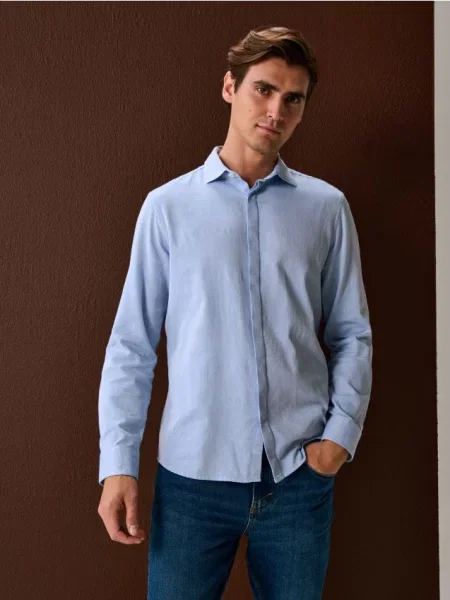 Sinsay koszula z kołnierzykiem błękitny