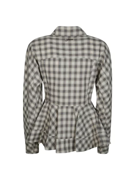 Koszula Ganni w kratę flanelowa szara