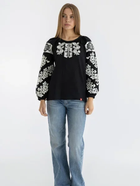 Лляна Вишита сорочка Folk Moda чорний