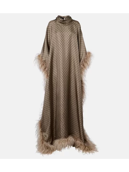 Jedwabna sukienka Gucci beżowa