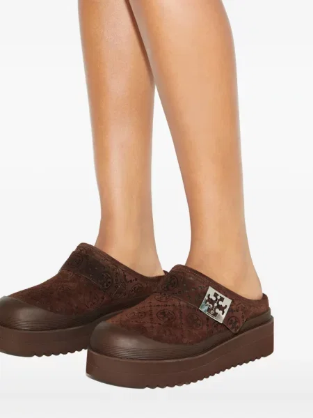 Papuci tip mules Tory Burch cu platformă maro