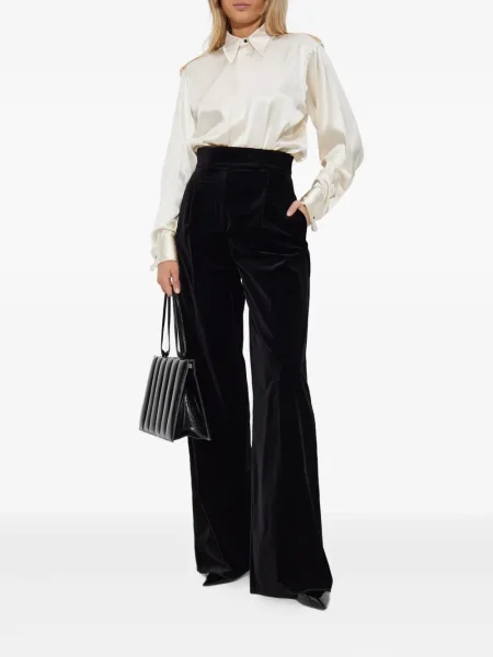 Pantaloni Max Mara de catifea plisate negru