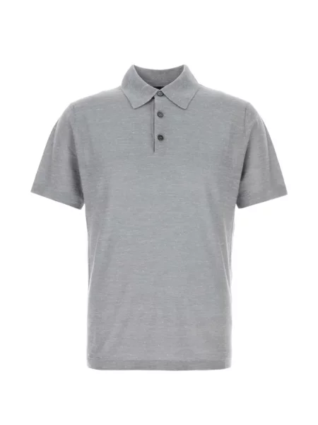 Tricou polo Brioni melange gri