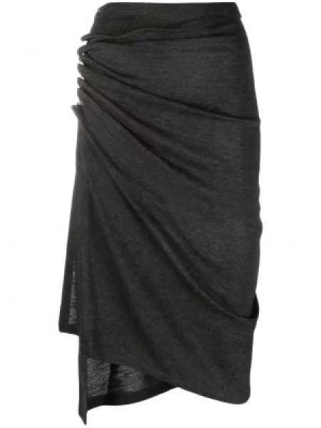 Fustă midi Paco Rabanne până la genunchi gri