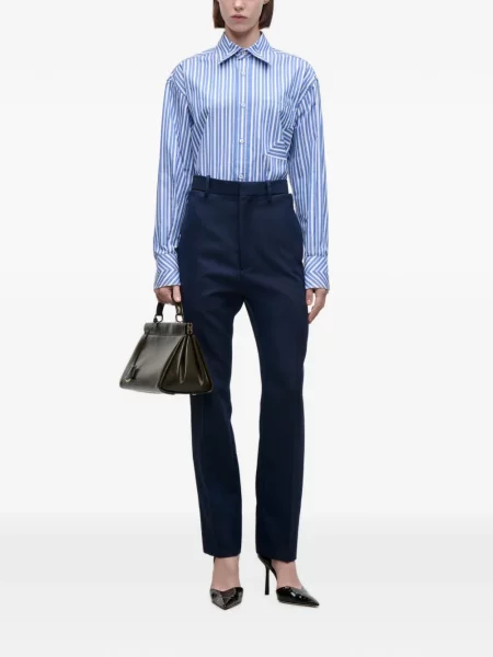 Vlněné kalhoty Victoria Beckham modré