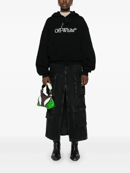 Hanorac cu glugă Off-white cu imagine alb