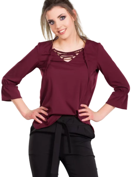 Bluza Inpress z vezalkami s čipko rdeča