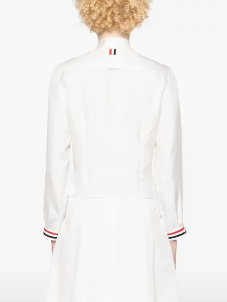 Svilena prugasta košulja Thom Browne bijela