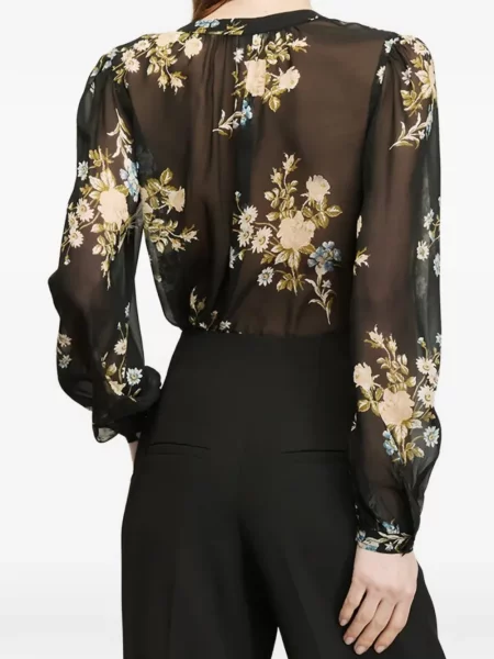 Bluză Veronica Beard cu model floral cu imagine negru