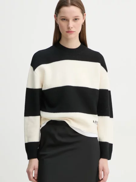 A.P.C. pulover de lana pull penny femei cu turtleneck negru
