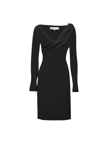 JW Anderson sukienka Shoulder Drape V-Neck Dress mini dopasowana czarny