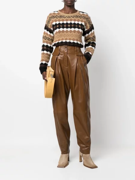 Pantaloni Alberta Ferretti din piele maro