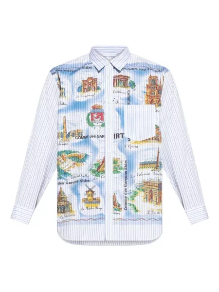 Prugasta košulja Comme Des Garçons Shirt s printom plava