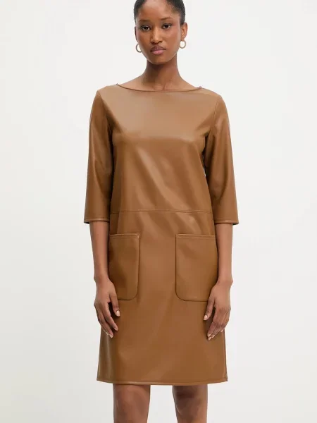 Рокля MM DIONIGI къса със стандартна кройка кафяво