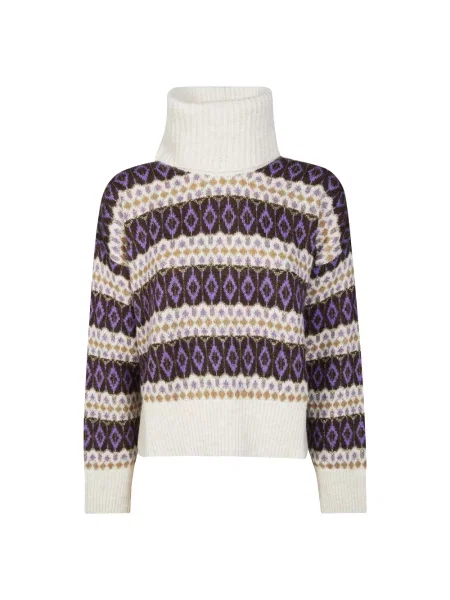 Sweter z golfem Liu Jo w paski z paskiem