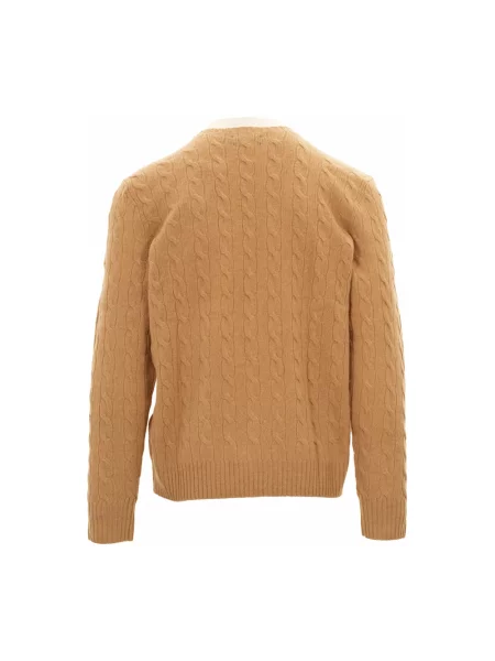 Sweter z dzianiny o kroju regular fit z mieszanki wełny i kaszmiru Ralph Lauren beżowy