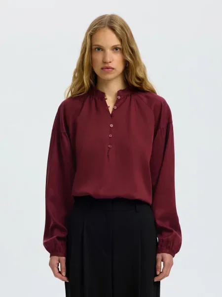 SELECTED Bluză SLWDONNA roşu închis