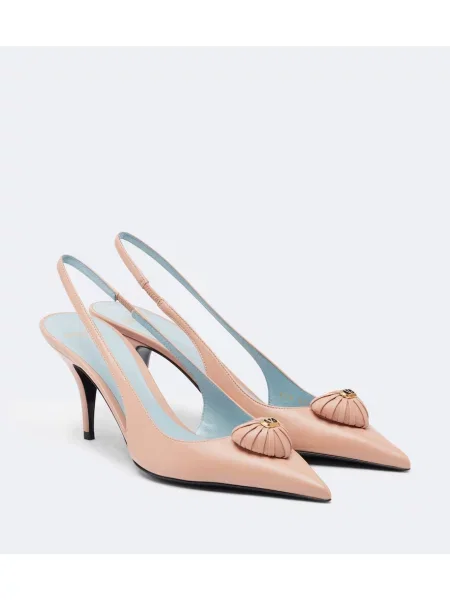 Pantofi cu toc Valentino Garavani din piele slingback roz