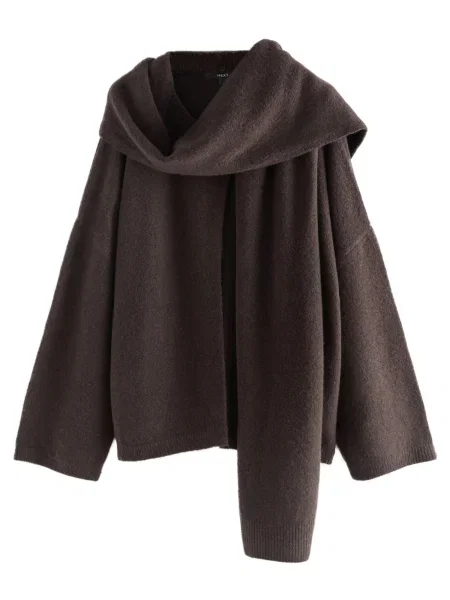 Next Geacă tricotată ciocolatiu