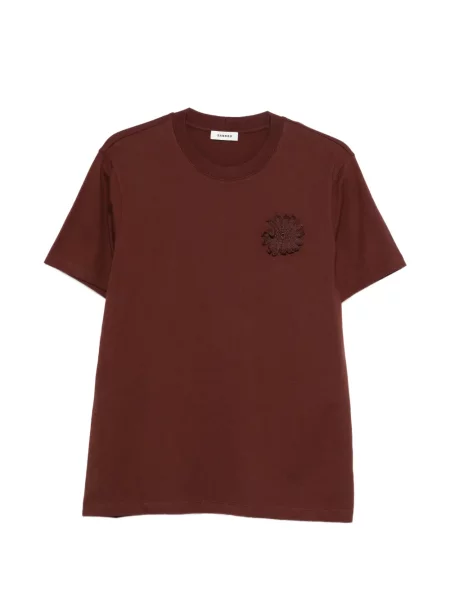 Tricou Sandro cu model floral cu aplicații maro