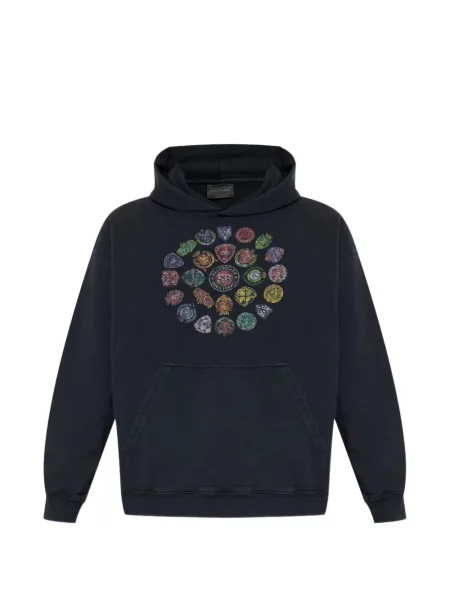 Графичен суичър с качулка Balenciaga с принт черно