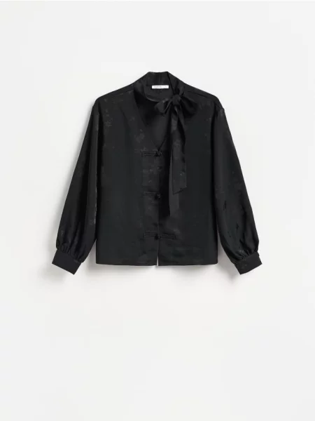 Reserved Bluză cu nod decorativ negru