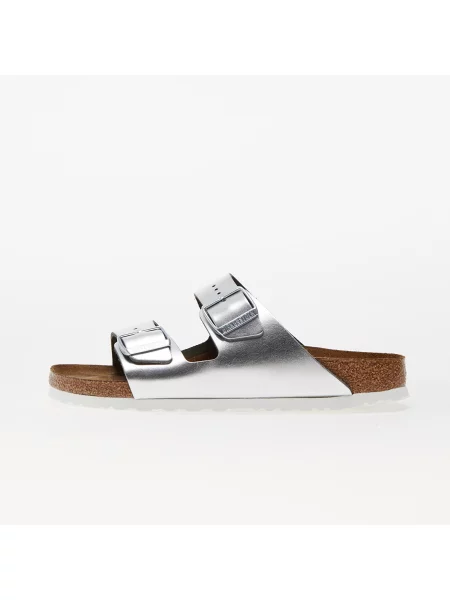 Bőr papucs Birkenstock ezüstszínű