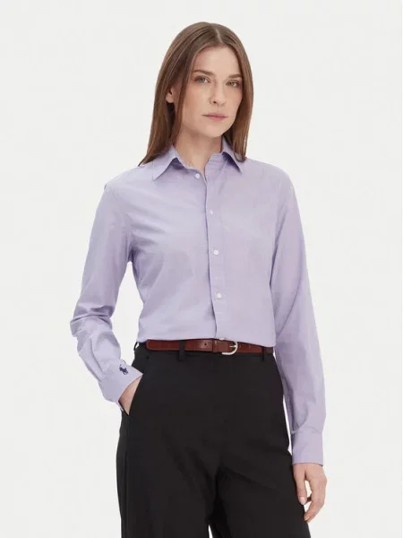 Koszula Polo Ralph Lauren z długim rękawem fioletowa