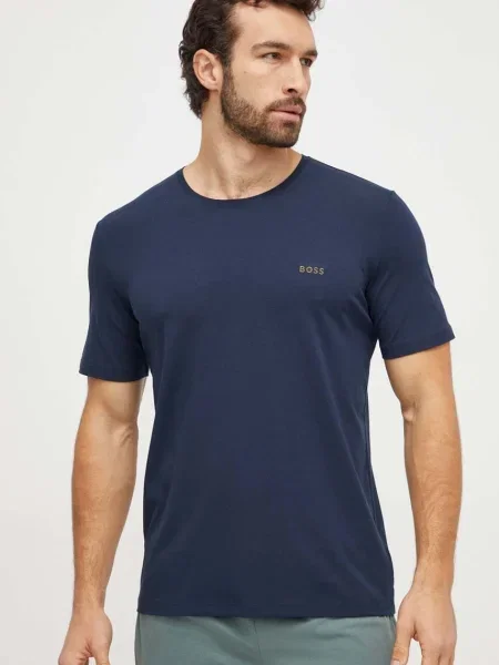 Homewear majica kratkih rukava BOSS tamno melanž plava