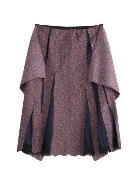 Fustă midi Maison Margiela cu imagine cu model paisley din dantelă roșu