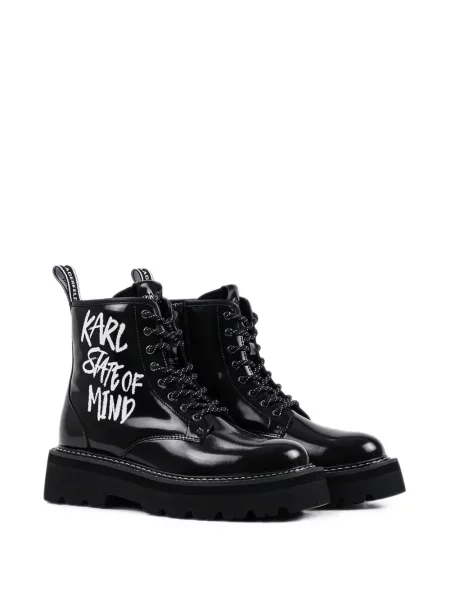 Botine Karl Lagerfeld cu șireturi cu imagine din dantelă negru