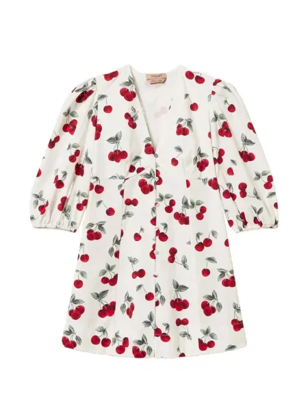 Rochie mini Twinset cu imagine cu decolteu în V de costum alb
