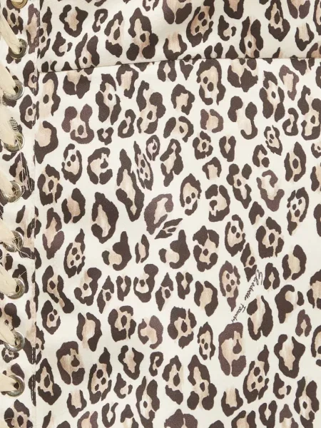 Fusta mini Elisabetta Franchi cu șireturi cu imagine cu model leopard